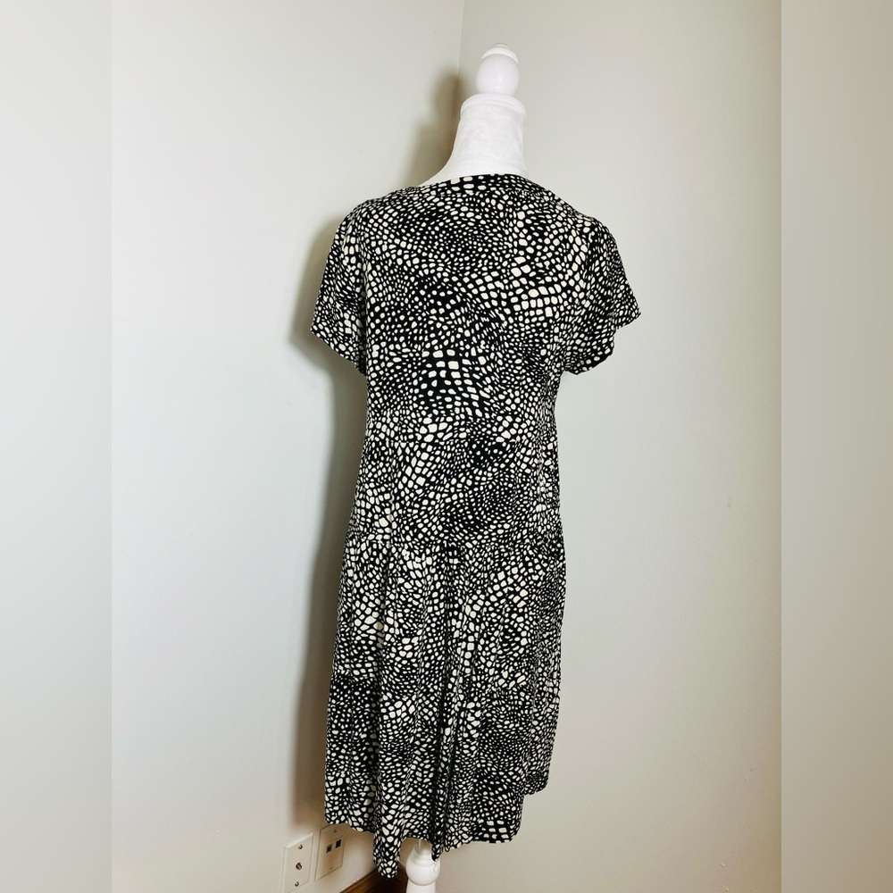 anthropologie Meave Mini Dress Sz M Black Short Sleeve 100% Viscose Summer - Picture 3 of 8